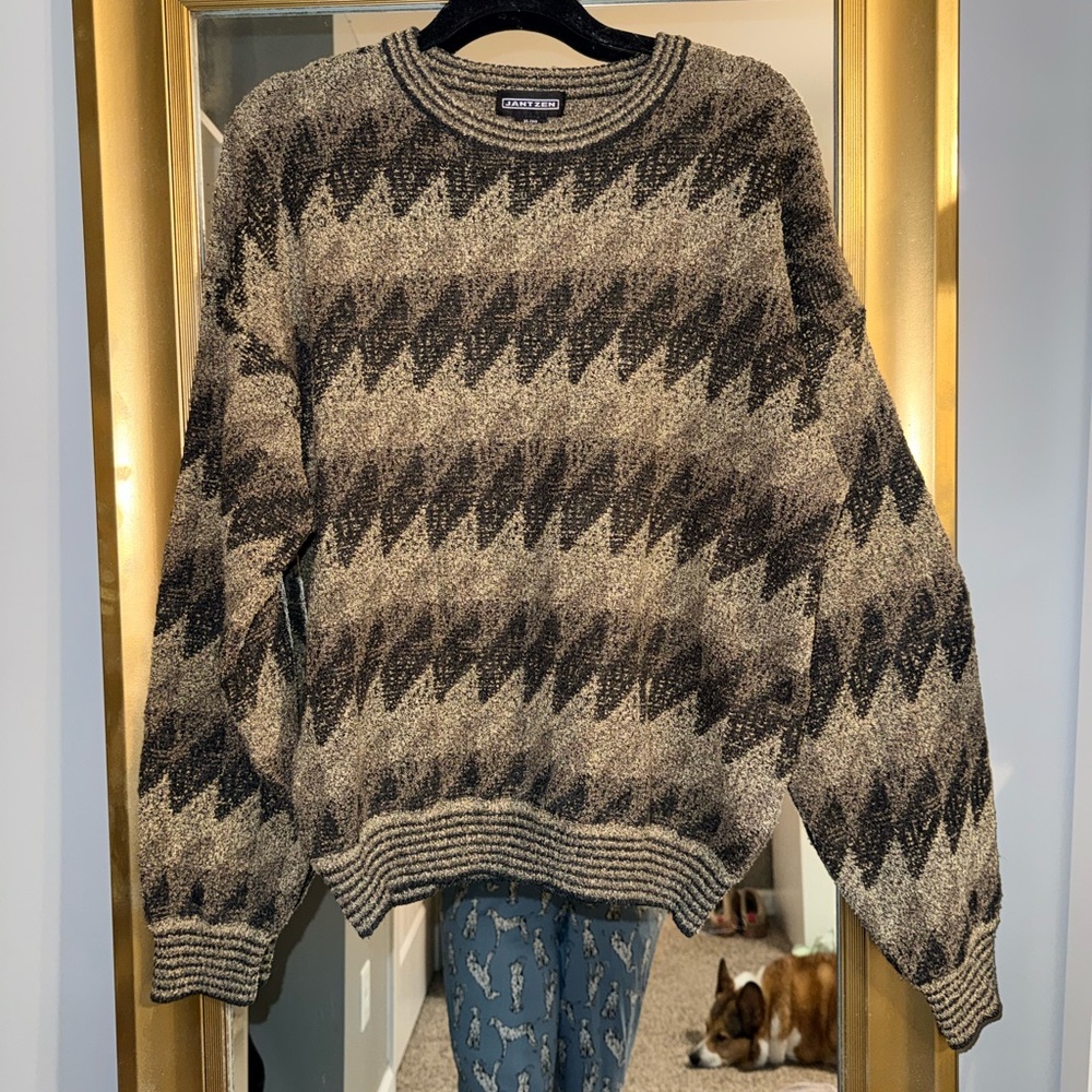 Jantzen Vintage Brown and Black Patterned Sweater